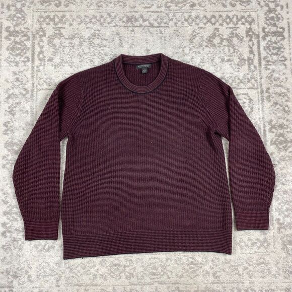 Banana Republic Sweater Italian Yarn Wool Crew Neck Red Raglan Mens Size Large - Picture 1 of 5